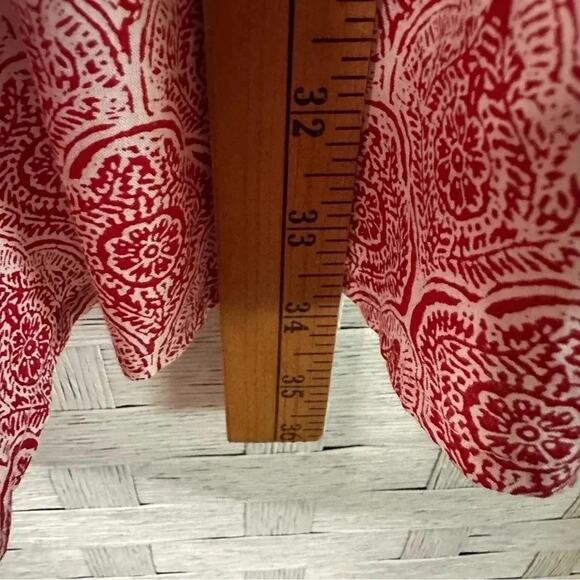 Ellos bohemian red & white balloon sleeve peasant tunic cotton plus size - Picture 8 of 9